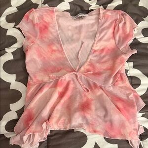Madden Girl Pink Floral Sheer Top